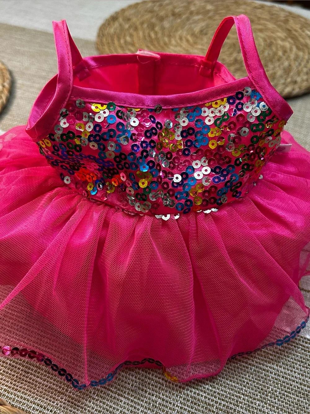 Build-A-Bear Workshop Pink Sequin Tulle Tutu Dress Special Occasion Bear Outfit